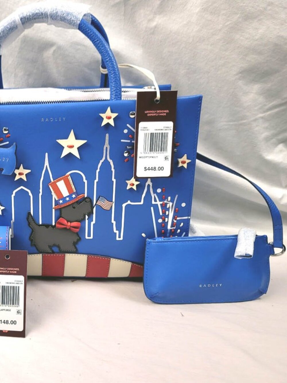 2 pc. NWT RADLEY LONDON FIREWORKS STRIPE 250 ANNIVERSARY 3D PURSE/BAG-WALLET SET - Picture 5 of 15